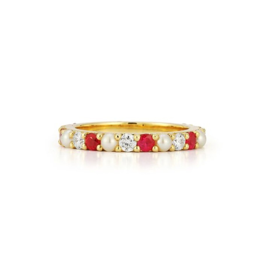 Jewelry STORROW | 14K Gold Ruby Diamond & Pearl Iris Ring