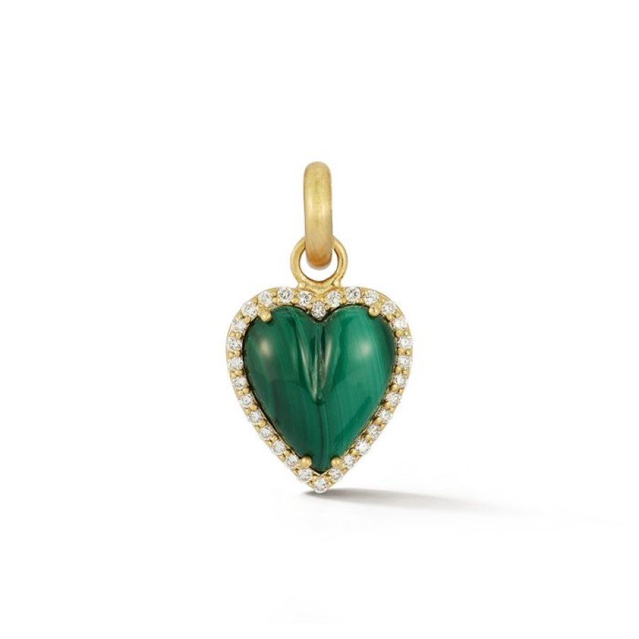 Jewelry STORROW | 14K Gold Diamond & Malachite Alana Heart Charm