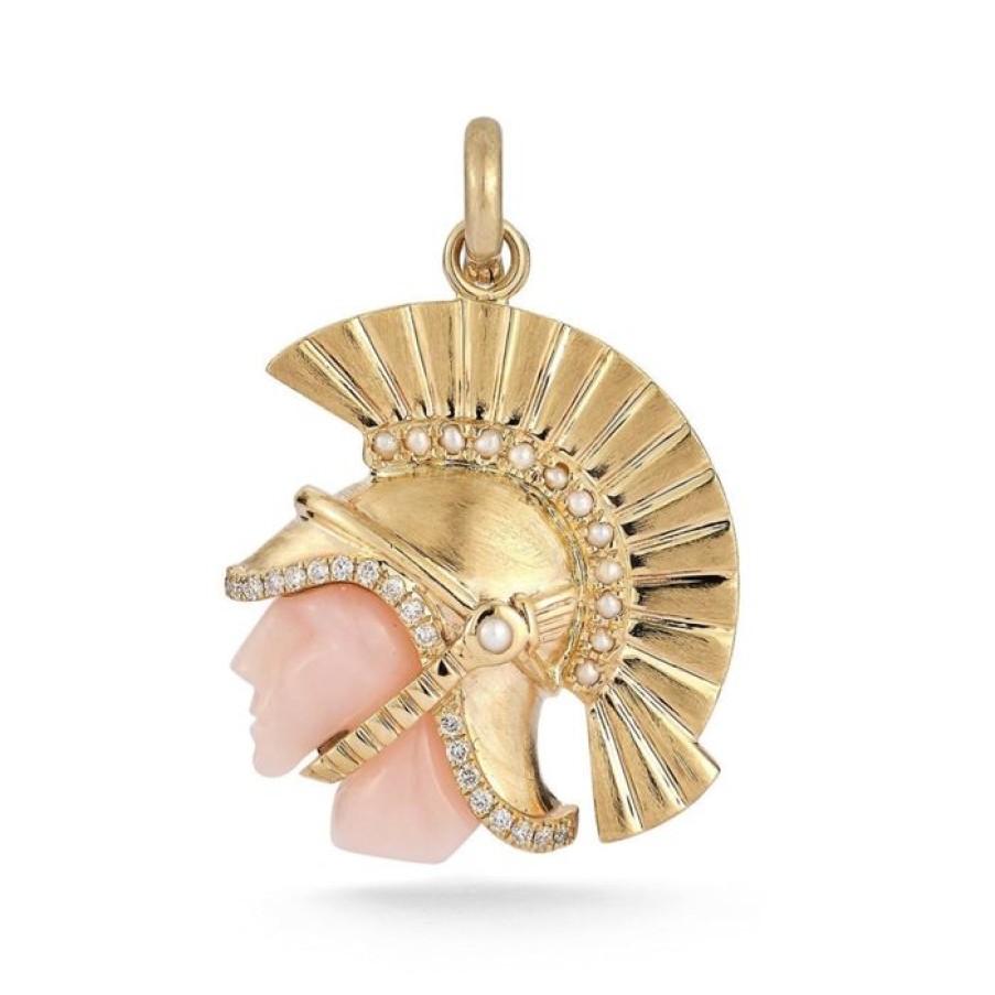 Jewelry STORROW | 14K Gold Pink Opal Pearl & Diamond Reid Charm