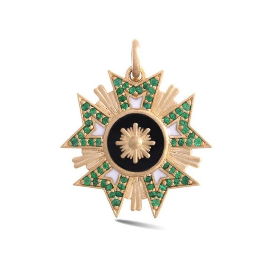 Jewelry STORROW | 14K Gold Emerald & Enamel Florence Charm