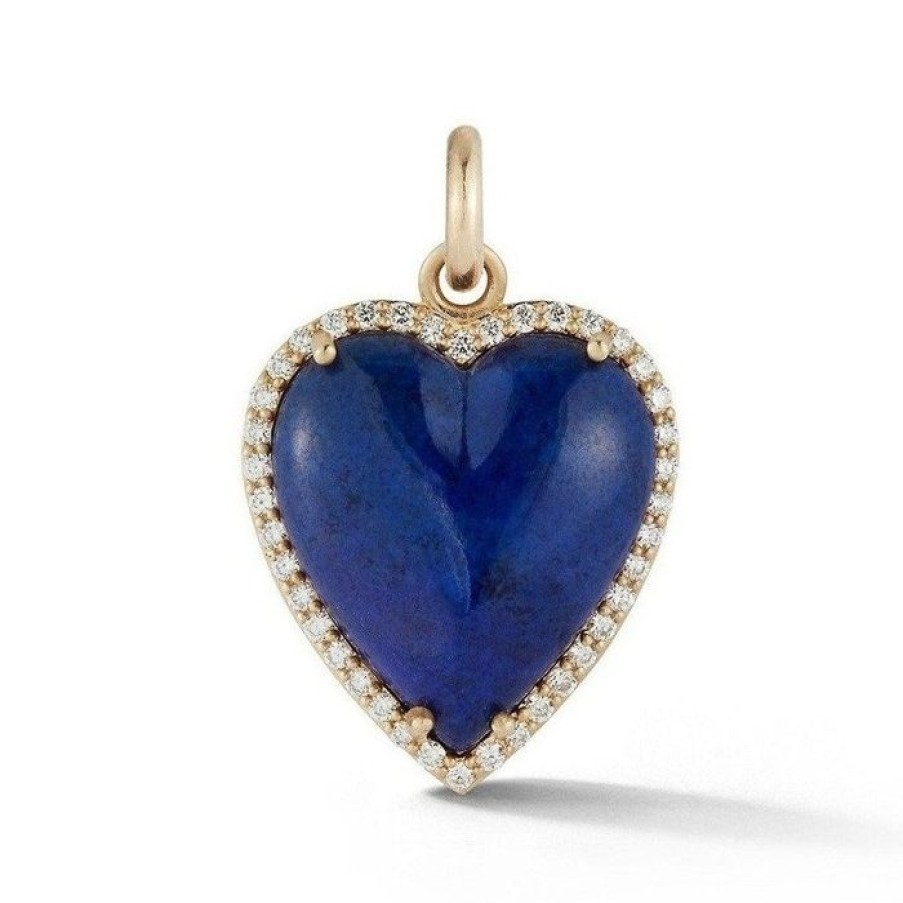 Jewelry STORROW | 14K Gold Diamond & Lapis Alana Large Heart Charm