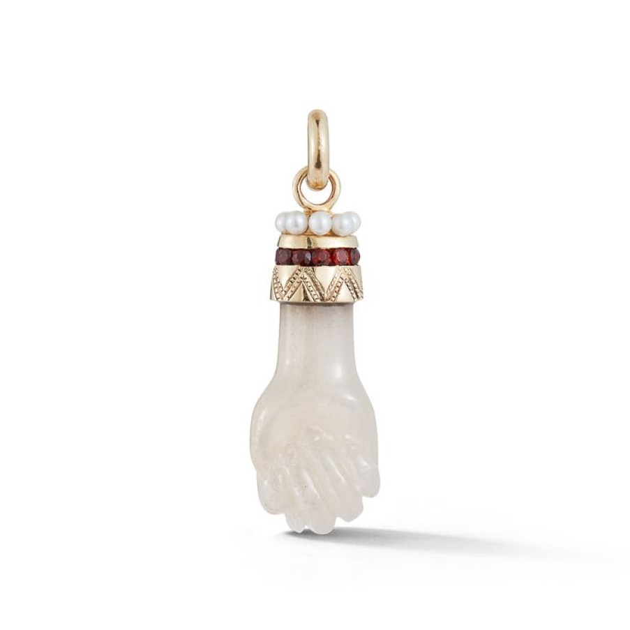 Jewelry STORROW | 14K Gold Grey Moonstone Garnet & Pearl Figa Flossie Charm