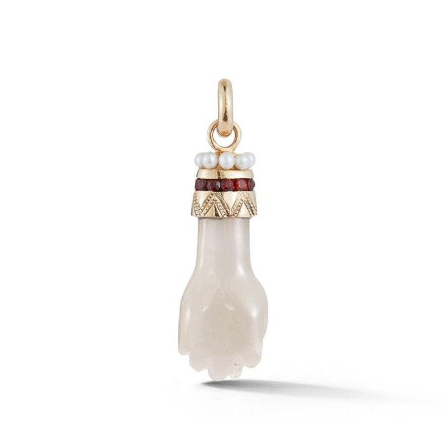 Jewelry STORROW | 14K Gold Grey Moonstone Garnet & Pearl Figa Flossie Charm