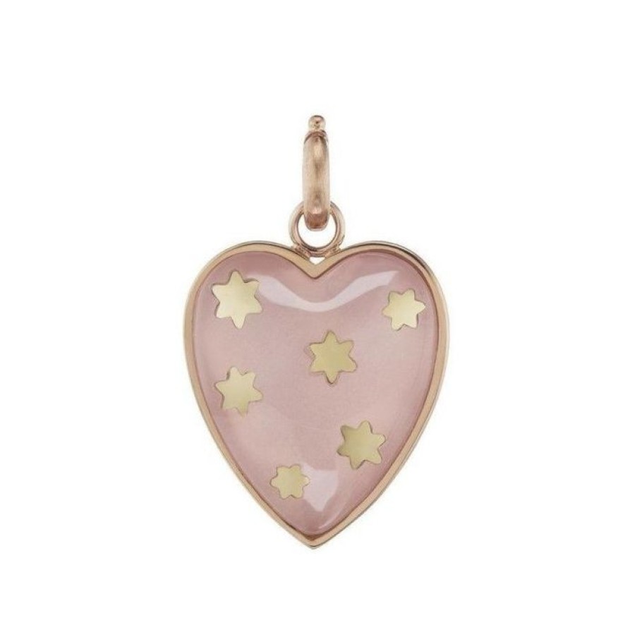 Jewelry STORROW | 14K Rose Gold & Rose Quartz Anna Heart Charm