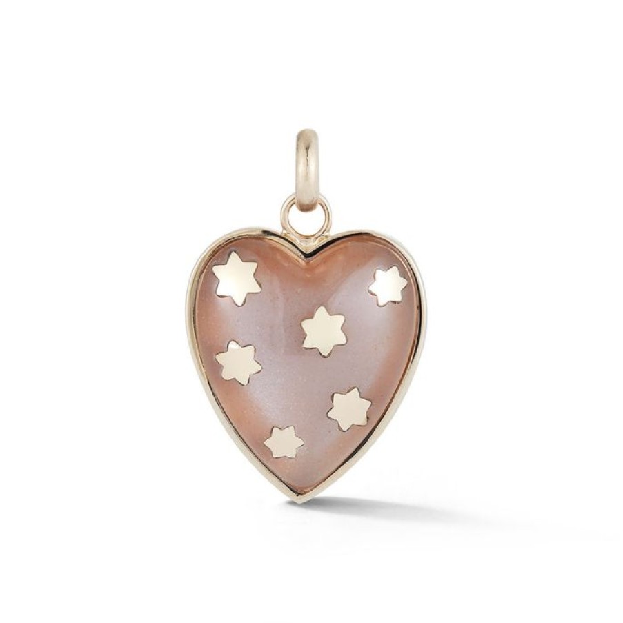 Jewelry STORROW | 14K Gold & Grey Moonstone Anna Heart Charm