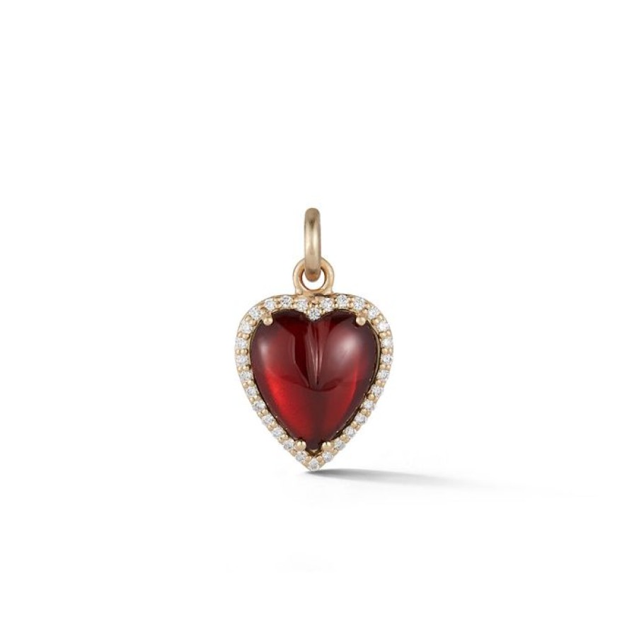 Jewelry STORROW | 14K Gold Diamond & Garnet Alana Heart Charm