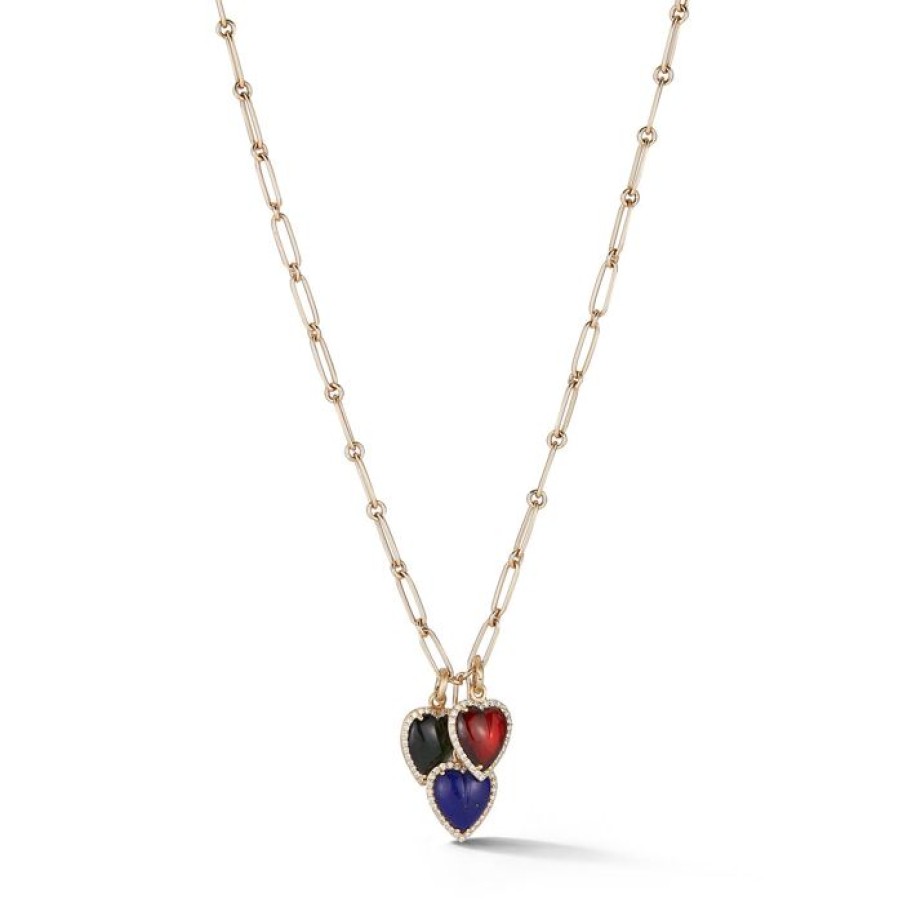 Jewelry STORROW | 14K Gold Diamond & Garnet Alana Heart Charm