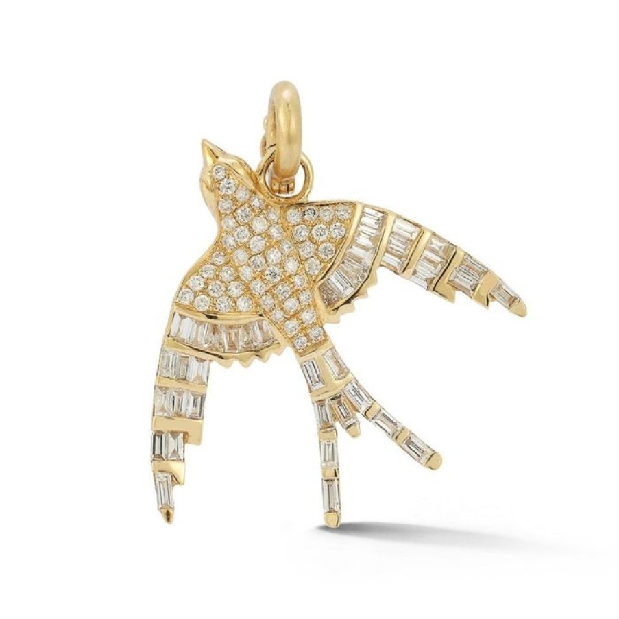 Jewelry STORROW | 14K Gold & White Diamond Evelyn Bird Charm