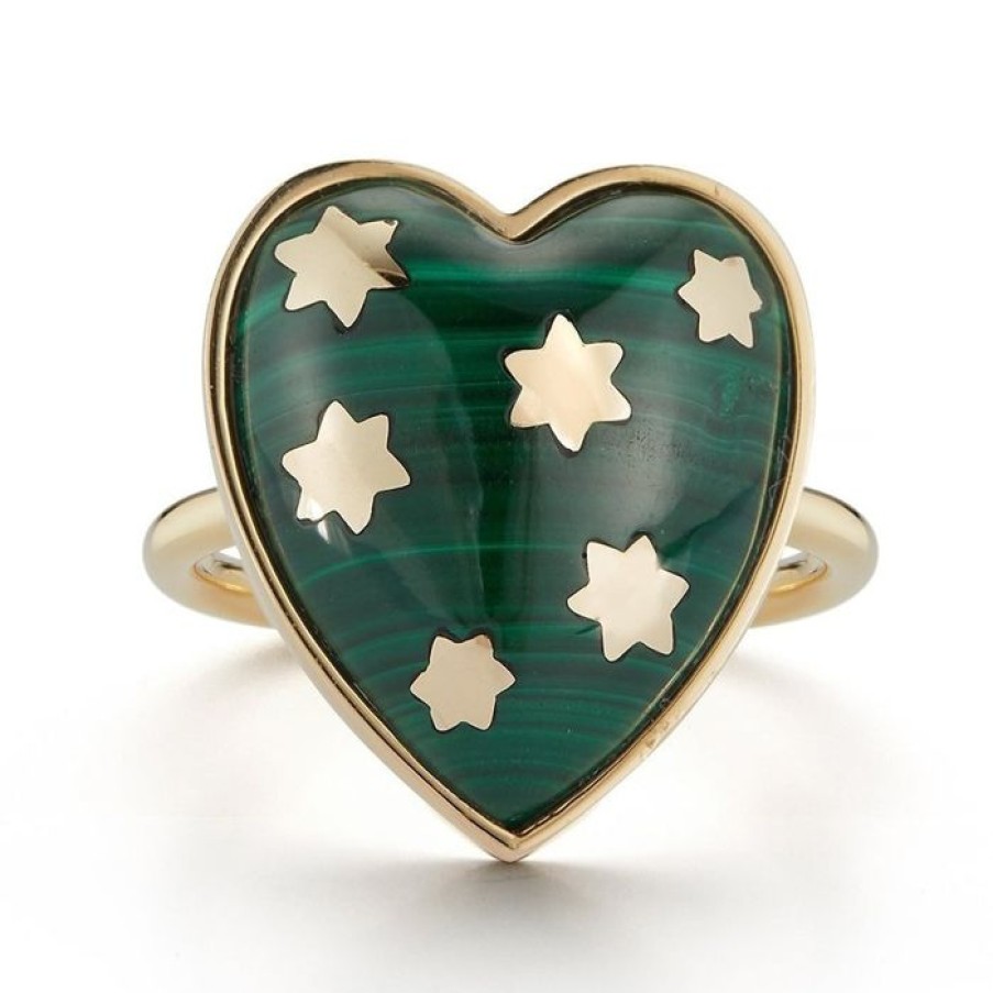 Jewelry STORROW | 14K Gold Malachite Anna Heart Ring