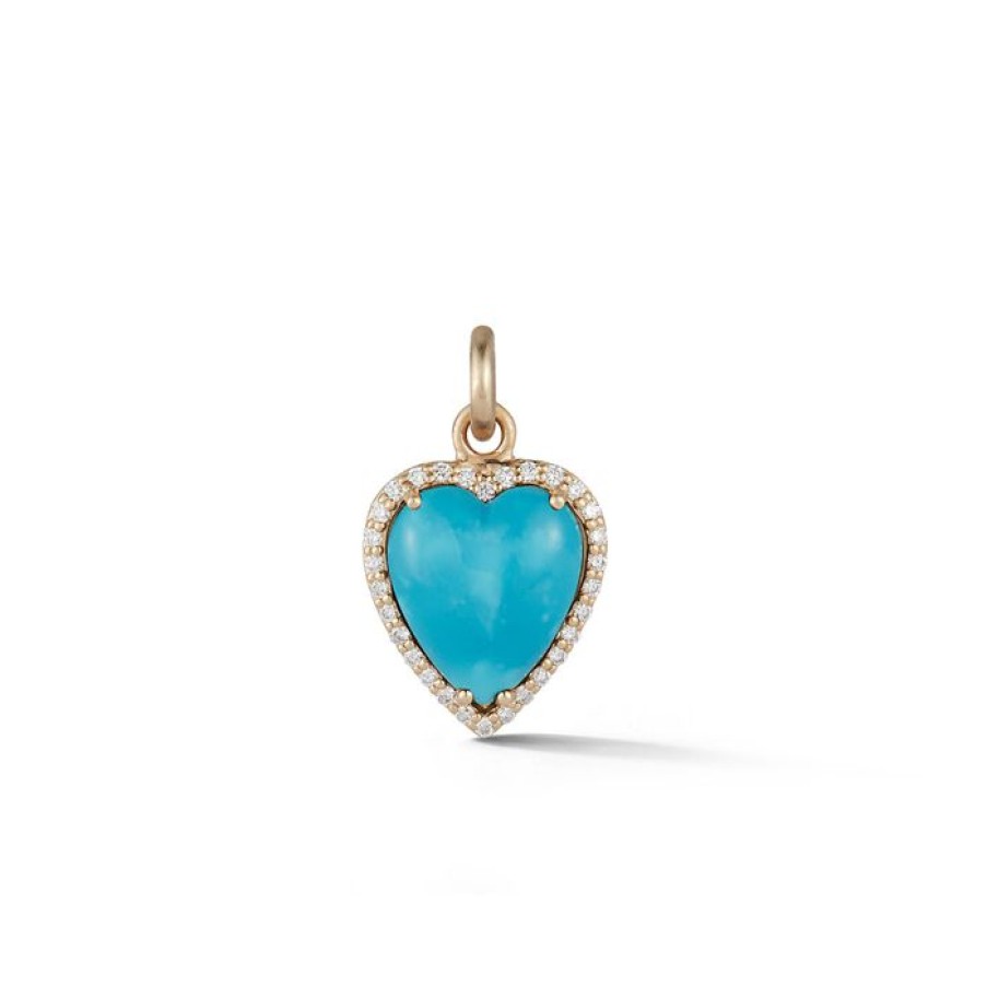 Jewelry STORROW | 14K Gold Diamond & Turquoise Alana Heart Charm