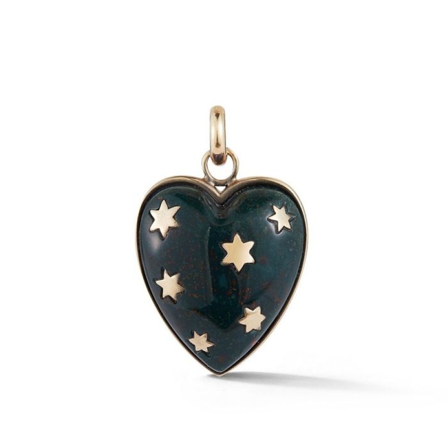 Jewelry STORROW | 14K Gold & Green Bloodstone Anna Heart Charm