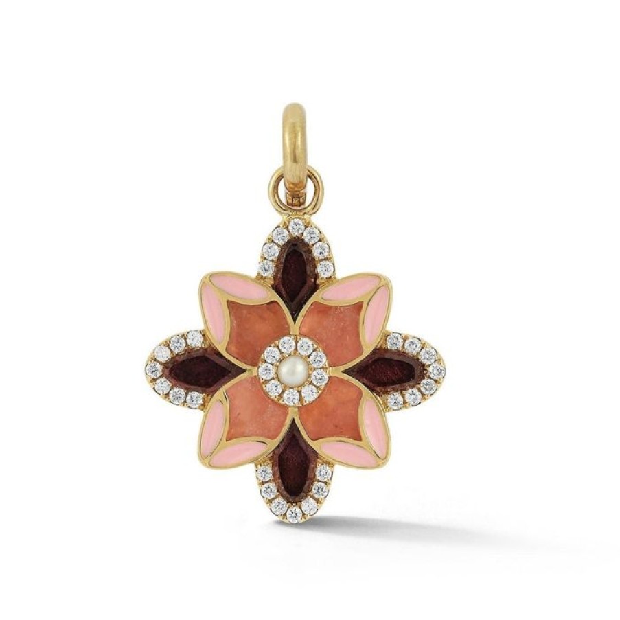 Jewelry STORROW | 14K Gold Violet Flower Mixed Stone Charm