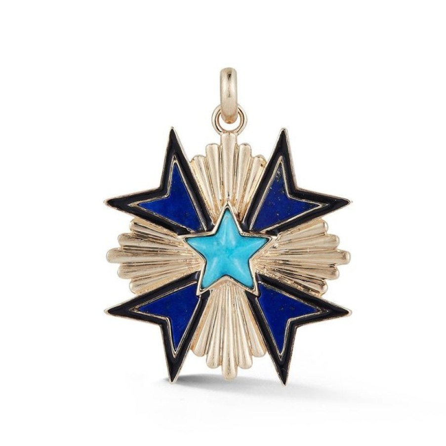 Jewelry STORROW | 14K Gold Turquoise Lapis & Enamel Emmeline Charm