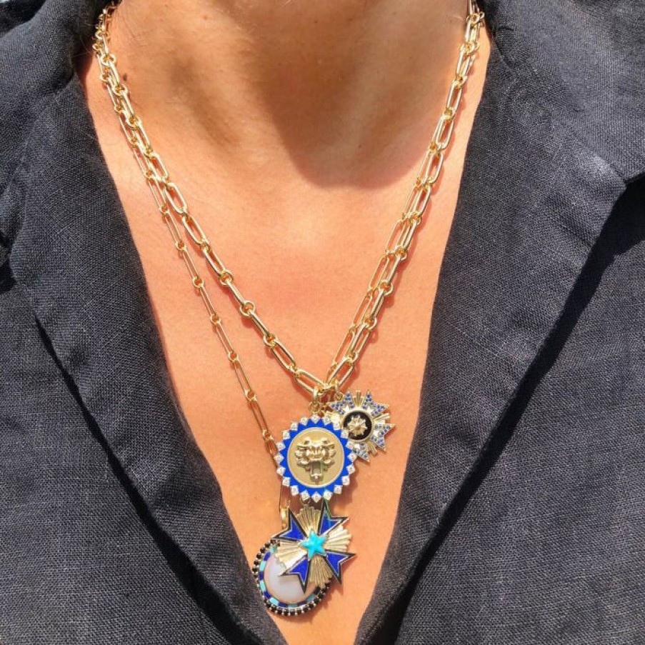 Jewelry STORROW | 14K Gold Turquoise Lapis & Enamel Emmeline Charm