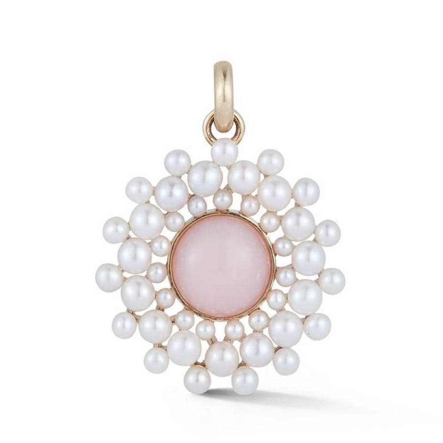 Jewelry STORROW | 14K Gold Pink Opal & Pearl Cluster Juliet Charm