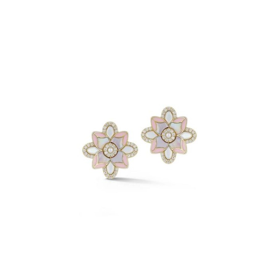 Jewelry STORROW | 14K Gold Violet Mini Stud Mixed Stone & Enamel Earrings