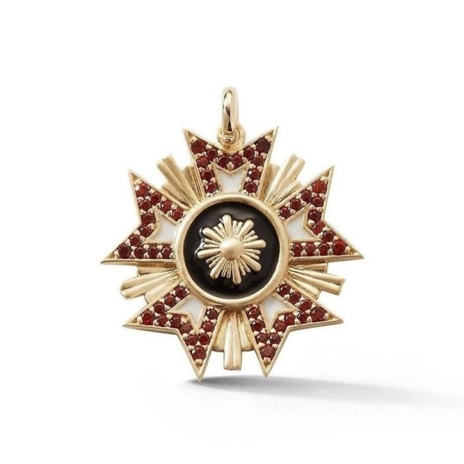 Jewelry STORROW | 14K Gold Garnet & Enamel Florence Charm