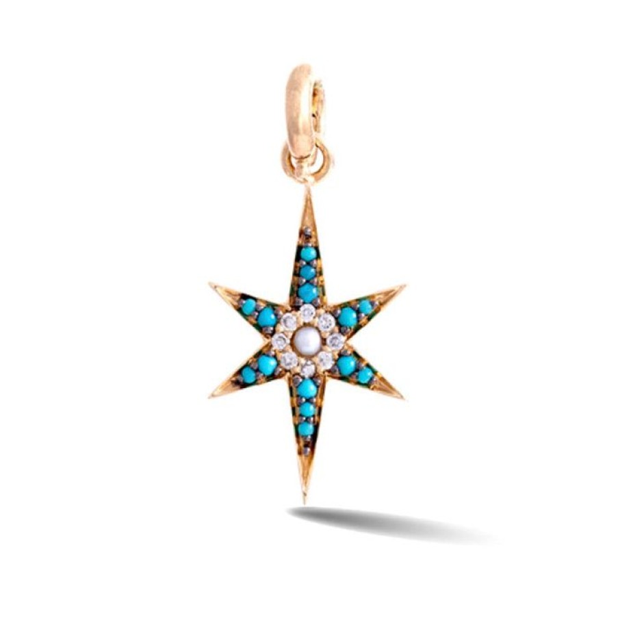 Jewelry STORROW | 14K Gold Turquoise Pearl & Diamond Stella Charm