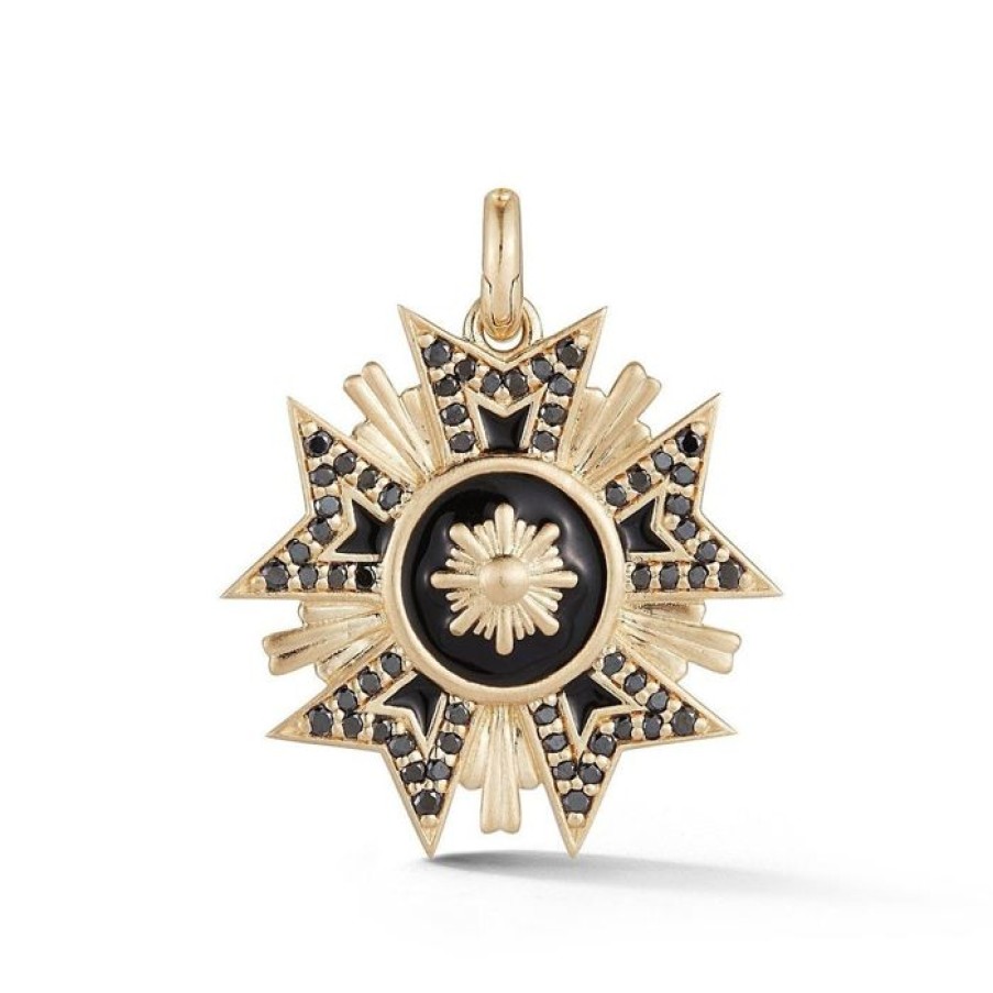 Jewelry STORROW | 14K Gold Black Diamond & Black Enamel Florence Charm