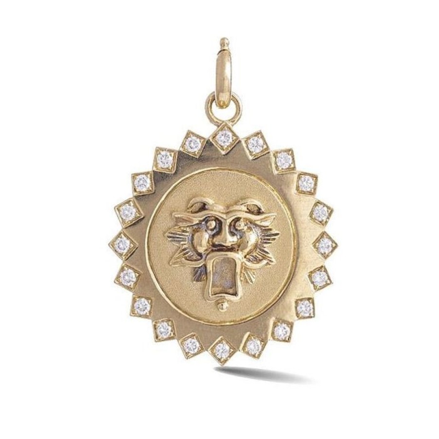 Jewelry STORROW | 14K Gold Diamond Guardian Lion Mabel Medallion