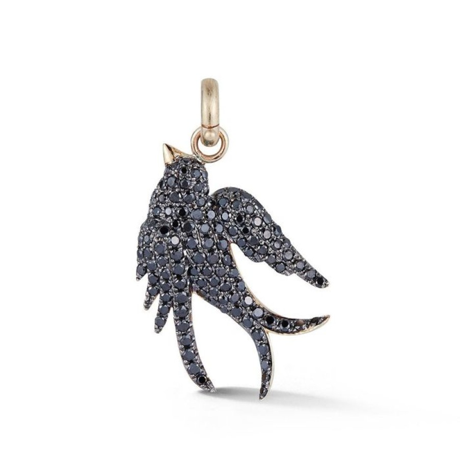 Jewelry STORROW | 14K Gold & Black Diamond Birdie Charm