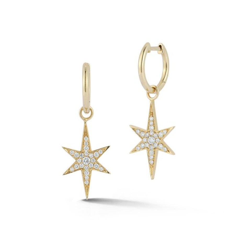 Jewelry STORROW | 14K Gold & Diamond Small Stella Star Huggie Earrings