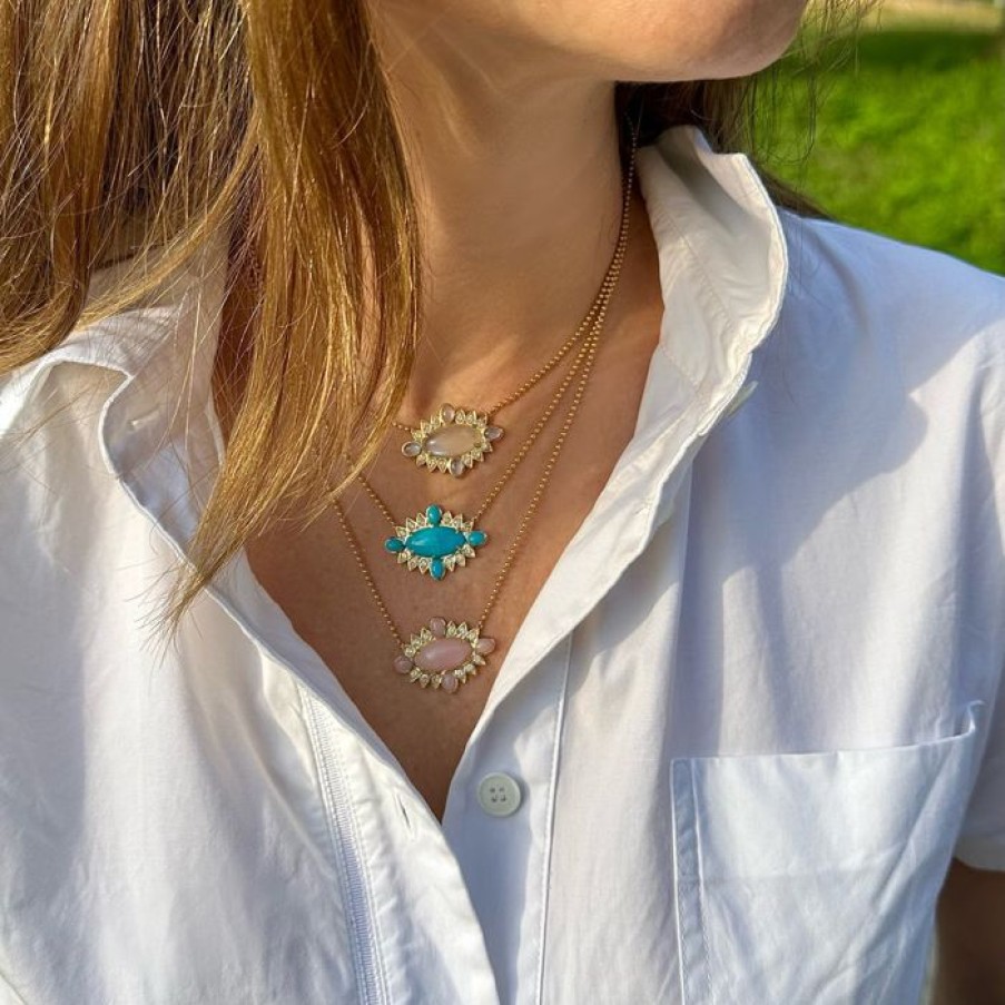 Jewelry STORROW | 14K/18K Gold Turquoise & Diamond Nora Necklace