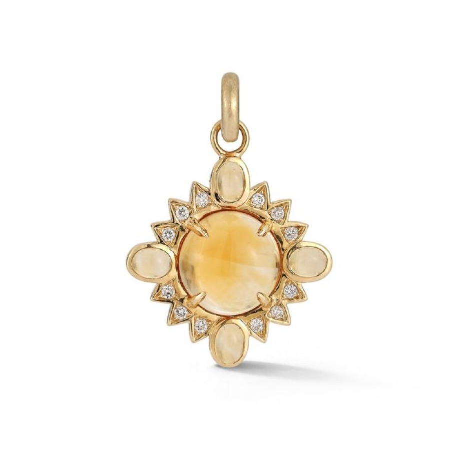 Jewelry STORROW | 14K Gold Citrine & Diamond Mini Nora Charm