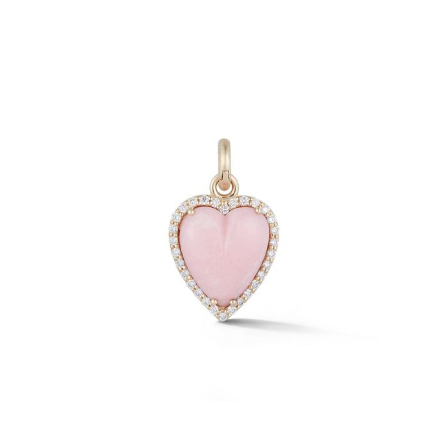 Jewelry STORROW | 14K Gold Diamond & Pink Opal Alana Heart Charm