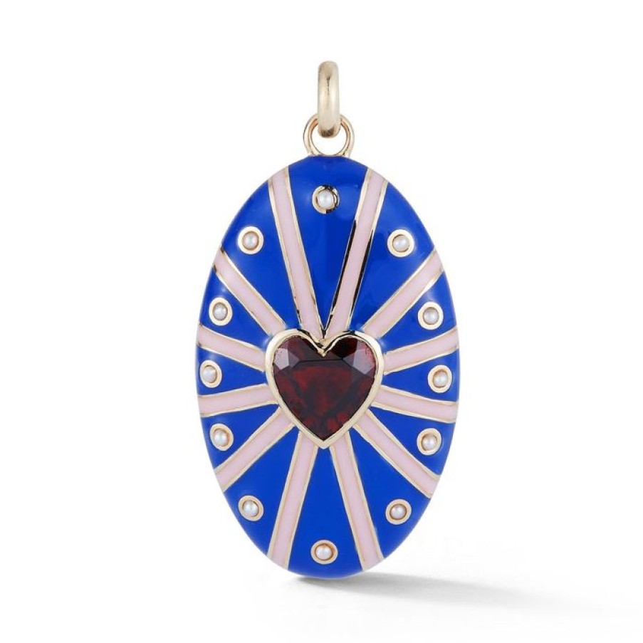 Jewelry STORROW | 14K Gold Garnet, White Pearl & Blue Enamel Eleanor Charm