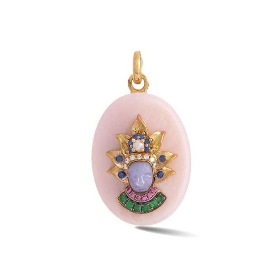 Jewelry STORROW | 14K Gold Pink Opal & Gemstone Queen Christina Charm