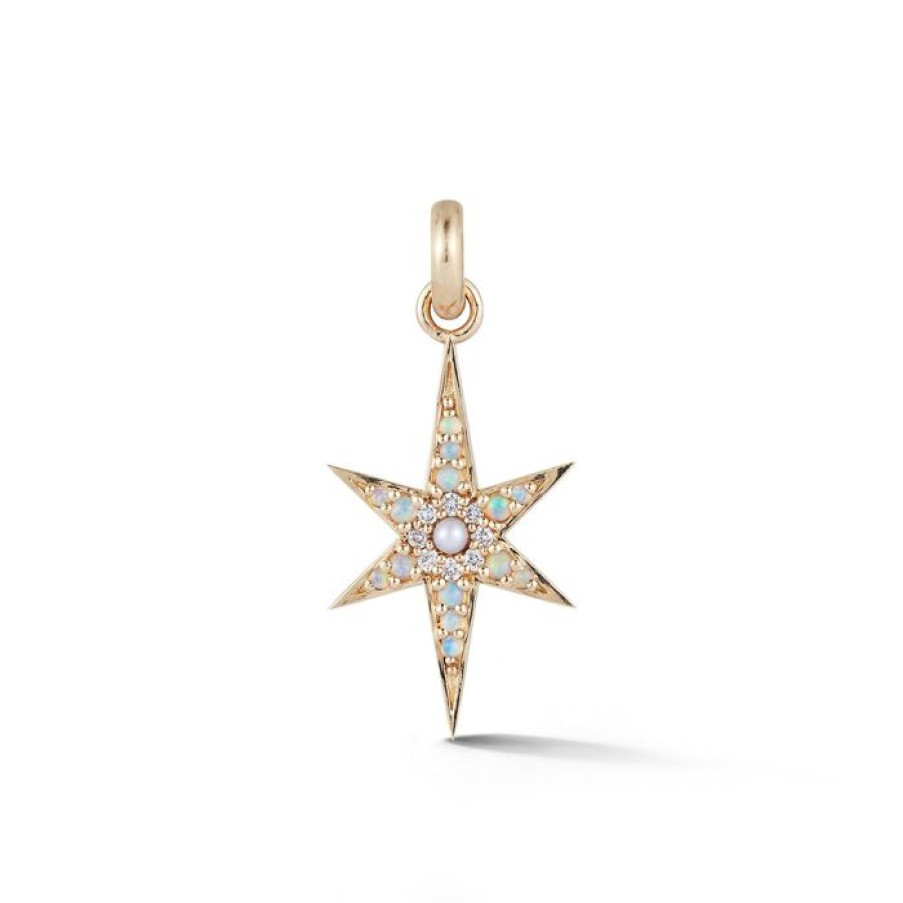 Jewelry STORROW | 14K Gold Opal Pearl & Diamond Stella Charm