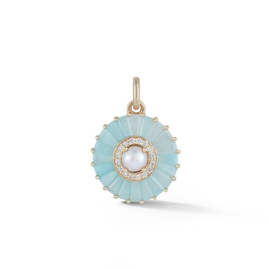 Jewelry STORROW | 14K Gold Blue Agate Diamond & Pearl Emily Charm