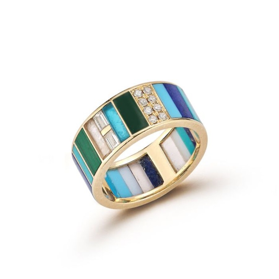 Jewelry STORROW | 14K Gold Gemstone Diamond & Enamel Isla Ring