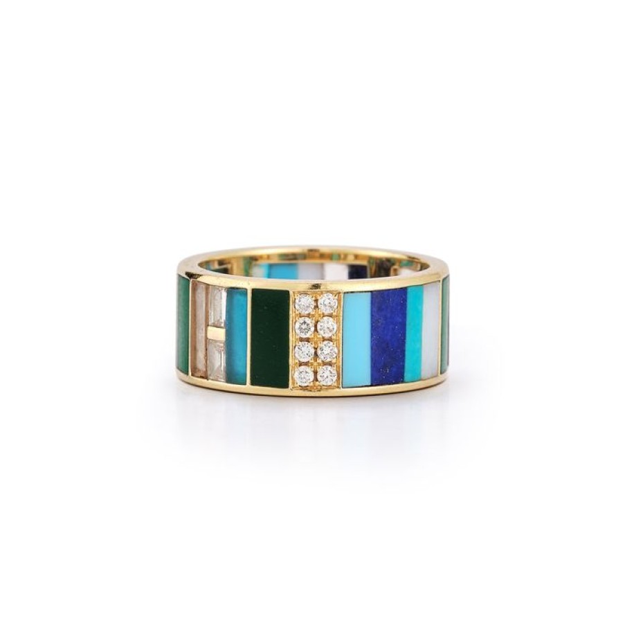 Jewelry STORROW | 14K Gold Gemstone Diamond & Enamel Isla Ring