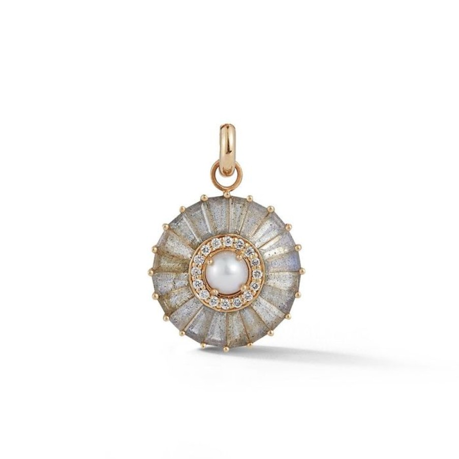 Jewelry STORROW | 14K Gold Labradorite Diamond & Pearl Emily Charm