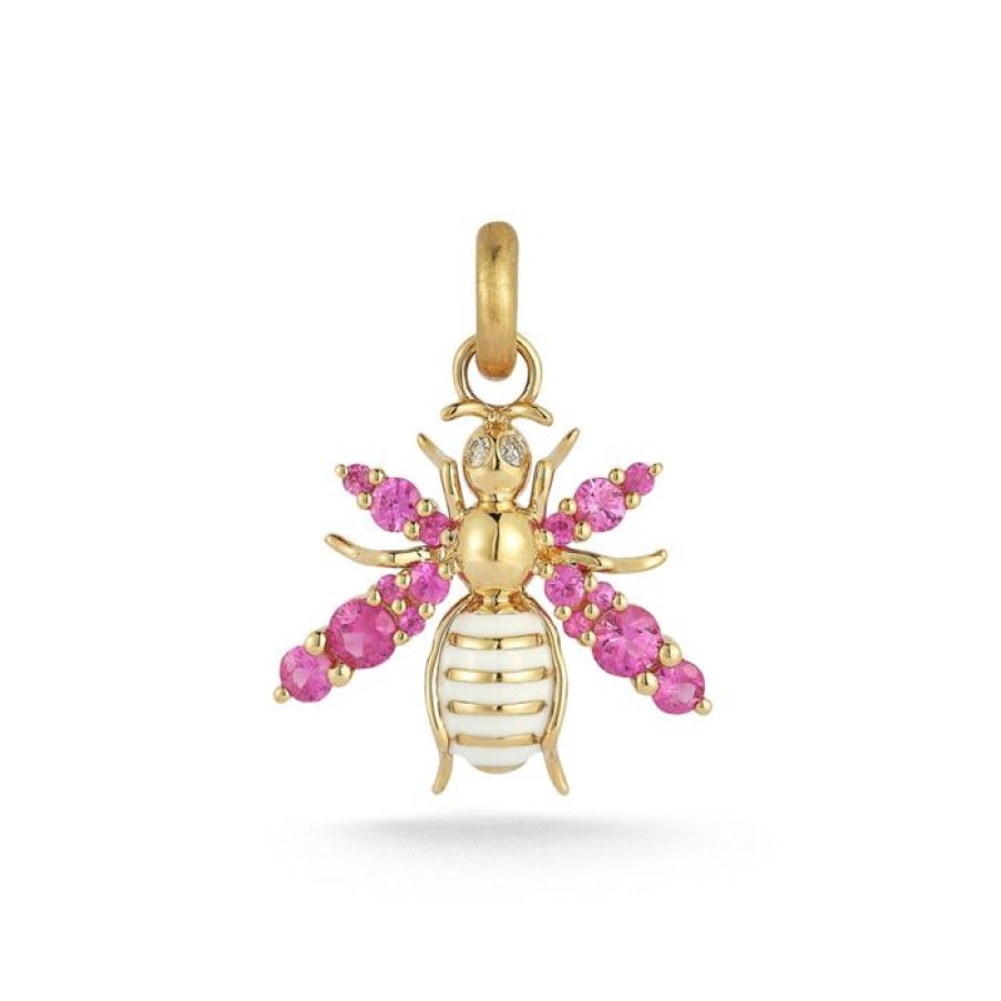 Jewelry STORROW | 14K Gold Diamond Pink Sapphire & Enamel Betty Bee Charm