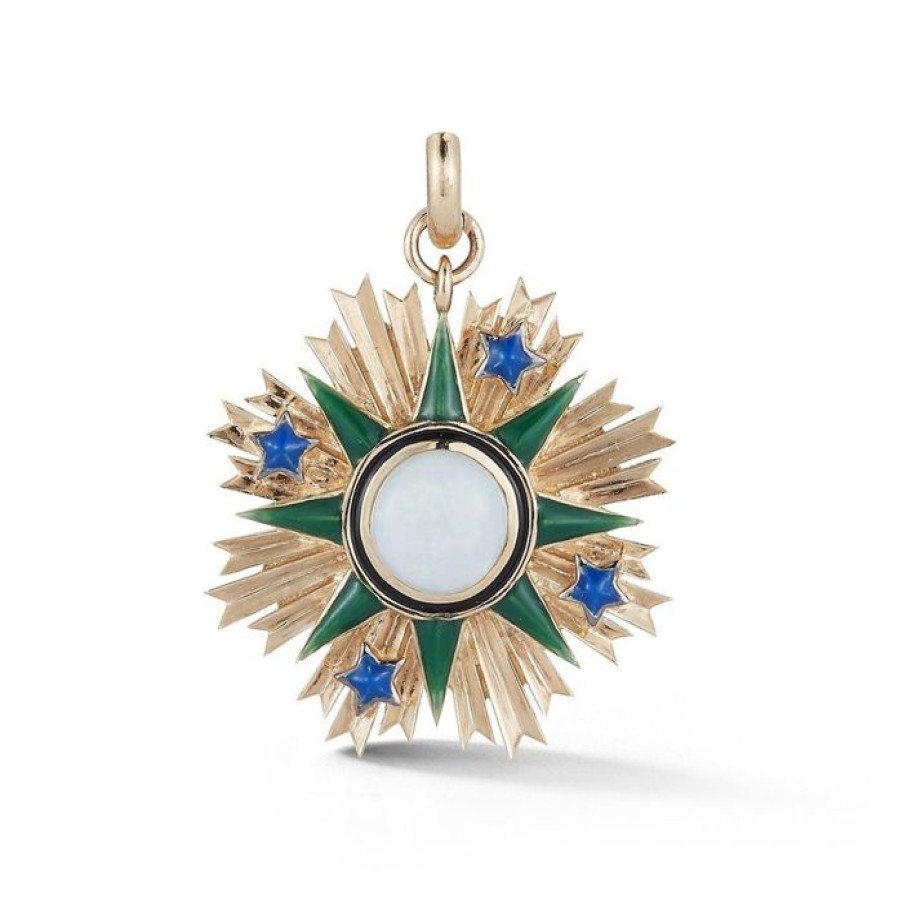 Jewelry STORROW | 14K Gold Opal & Enamel Emblem Rosa Charm