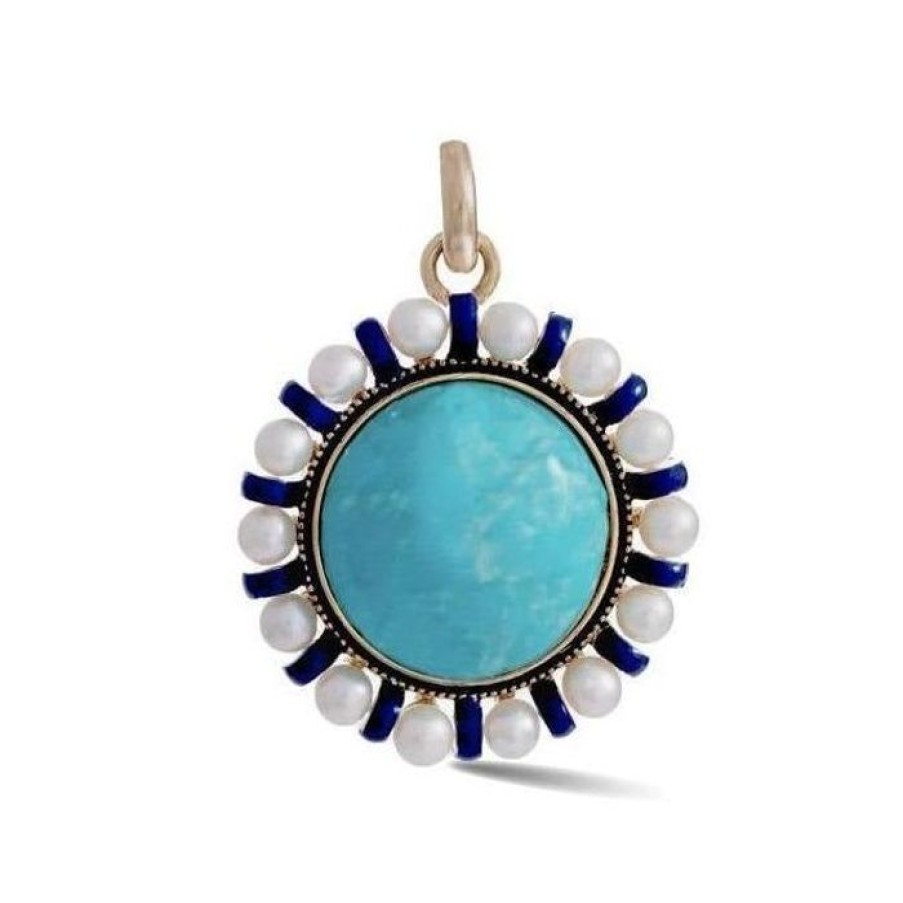 Jewelry STORROW | 14K Gold Turquoise Pearl & Blue Enamel Libby Charm