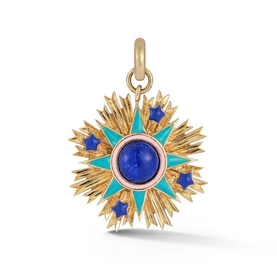 Jewelry STORROW | 14K Gold Lapis & Enamel Emblem Rosa Charm